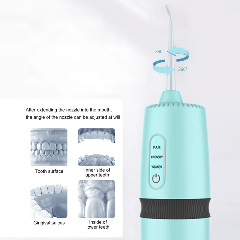 Ирригатор полости рта портативный с зарядкой от USB, 5 насадок, 3 режима
