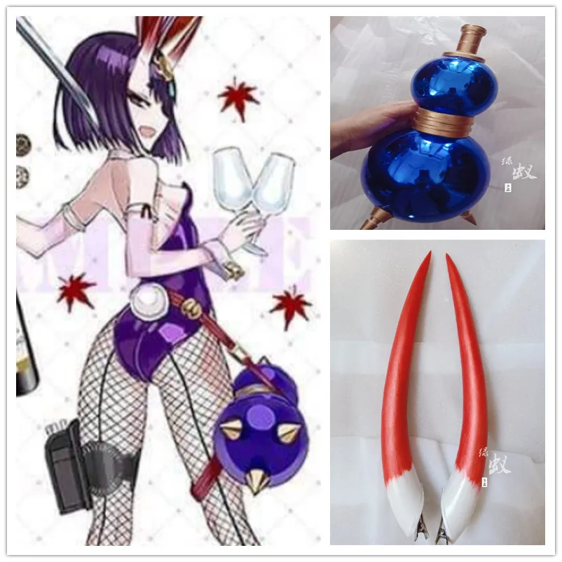 Game Fate Grand Order Shuten-douji Cosplay Horns Headwear Gourd Accessory Cosplay Replica Prop Halloween Carnival Costume Access