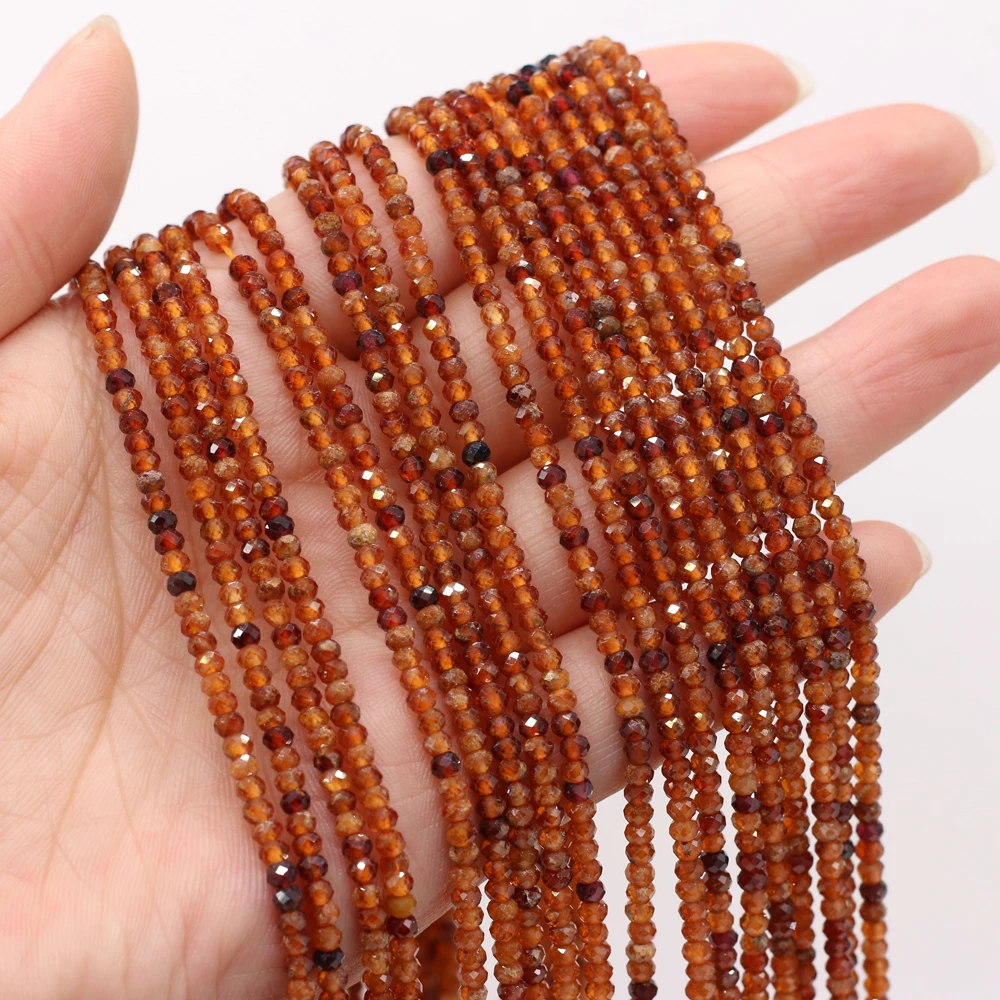 3x2mm Genuine Natural Orange Spessartine Beads Small Faceted Stone Loose Beads for Jewelry Making DIY Bracelet Necklace 14\'\'