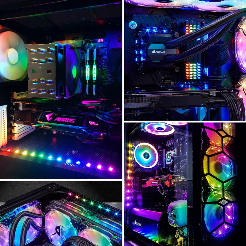 Motherboard RGB Addressable WS2812b LED Strip For PC Case, for ASUS Aura SYNC,MSI Mystic Light SYNC,RGB Fusion 2.0, 3 Pin Header image 5
