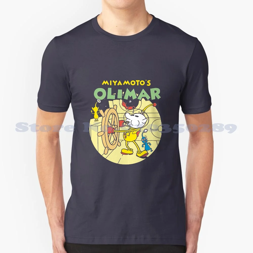 Miyamoto's Olimar Black White Gray Fashion Tshirt Videogames Steamboat Willie Olimar Pikmin