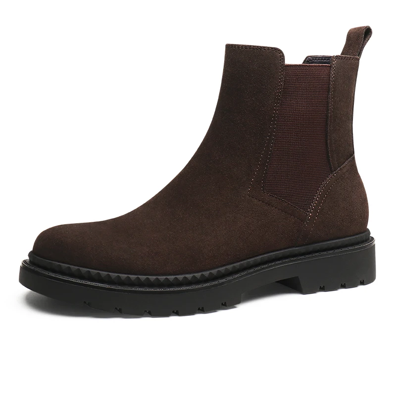 Fashion Black / Gray/ Brown/ Blue Mens Casual Shoes Nubuck Leather Chelsea Boots Male Ankle Boots