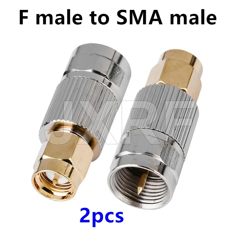 JXRF Connector 2pcs RF coaxial coax adapter F Type Female Jack to SMA Male Plug Straight F connector to SMA Connector