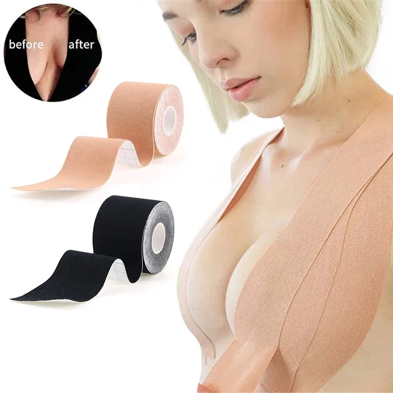 

1 Roll 5CM*5M Boob Tape For Women Breast Nipple Covers Push Up Bra Body 12 Colors Adhesive Invisible Breast Lift Tape Sexy Charm