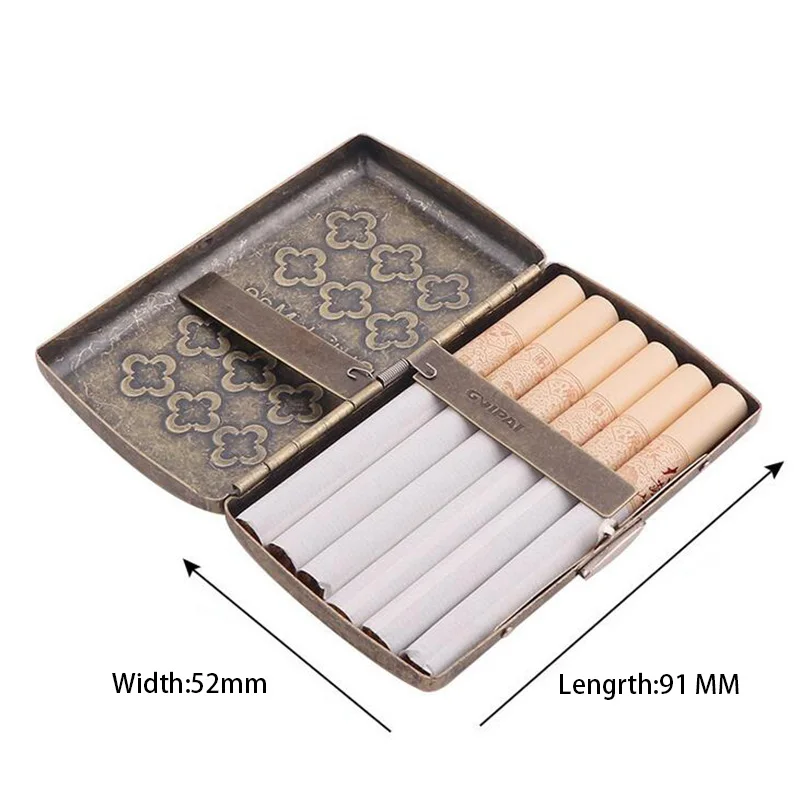 Tobacco Case Storage Creative Vintage Smoking Box Storage for 12 Pcs Regular Cigars Size  with Two Clip Tobacco Holder Gift Box