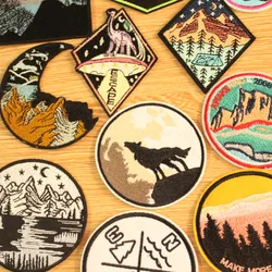 Mountain Trave parches bordados viajeros a rayas, para coser o planchar