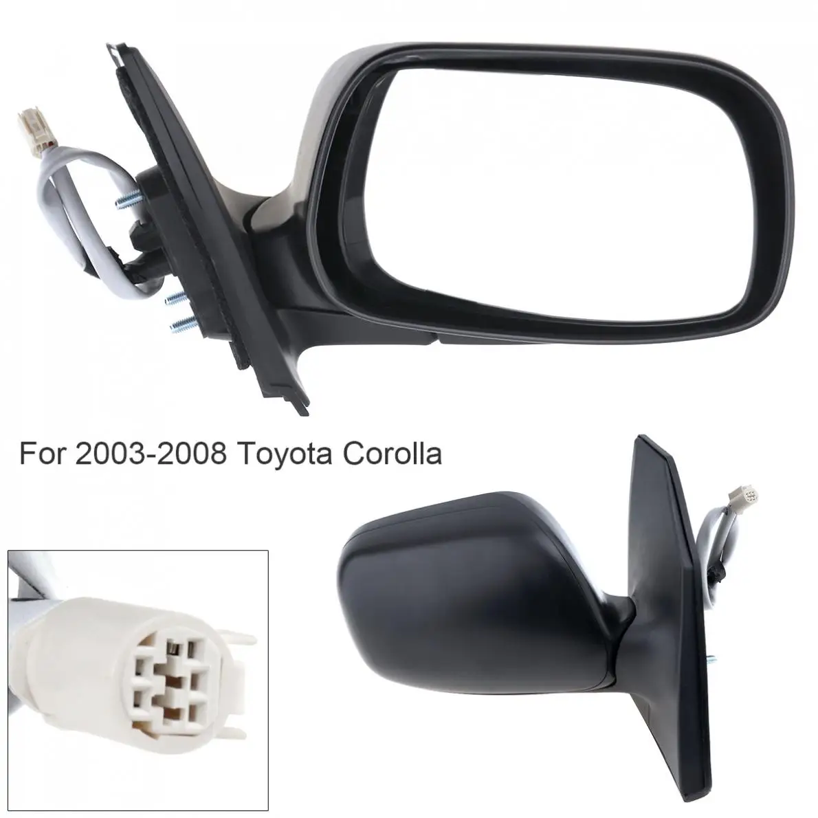 Non-Folding 1Piece Car Right Side Mirror Auto Right Hand RH Mirror for 2003-2008 Toyota Corolla CE/LE/S/Sport/XRS Sedan 4-Door