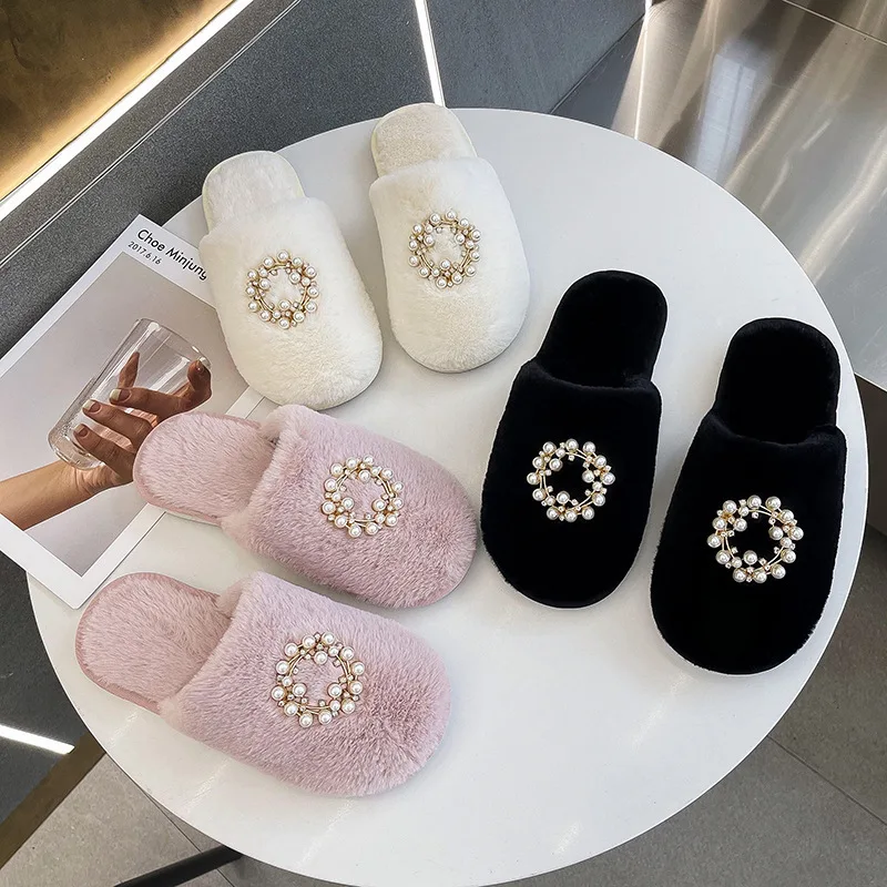 Cotton Slippers Ladies Autumn and Winter New Indoor Fashion Explosion Models Trend Wild Warm Household Furry Cotton Shoes