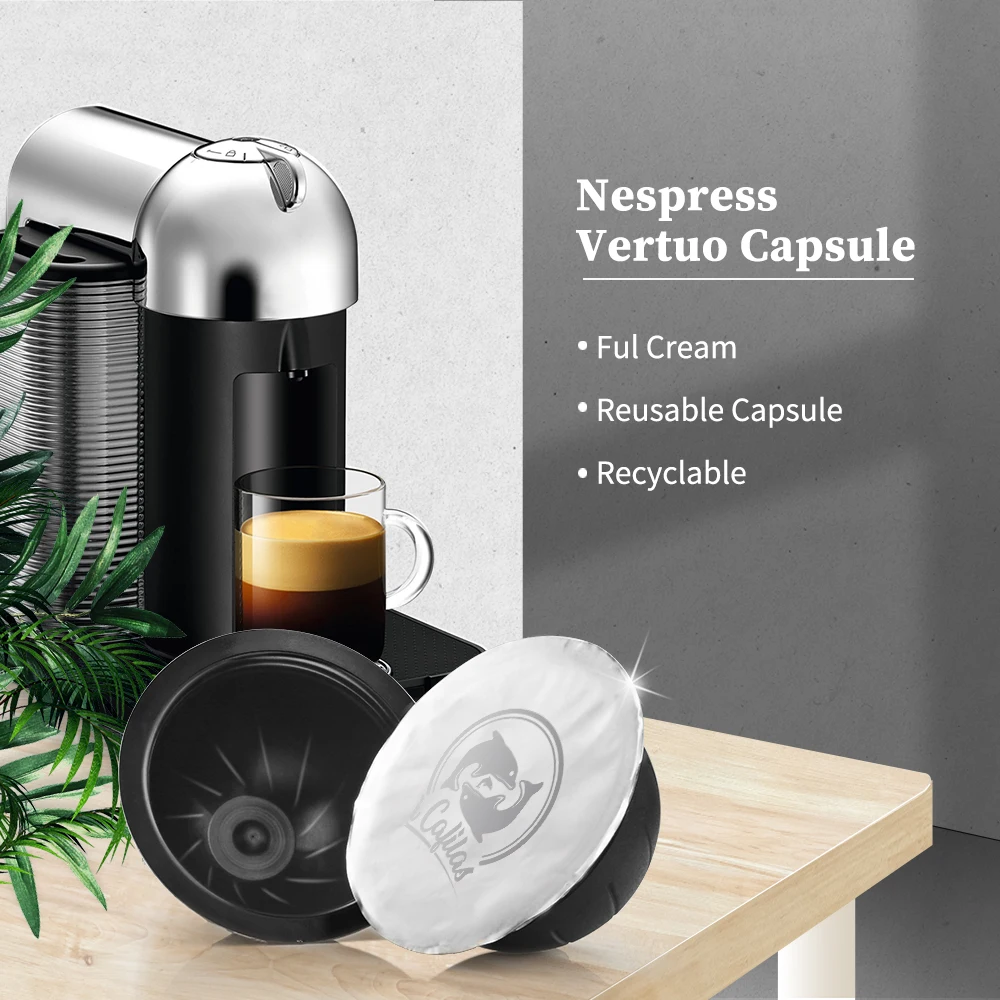 Reusable Vertuo Coffee Capsule Refillable Coffee Pod Holder With Aluminum Foil Seals Lid Compatible With Nespresso Vertuoline