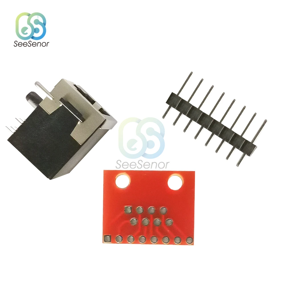 RJ45 Socket 8 Pin Cable Interface Shielded Crystal Head Light Copper Shell Connector Female 8P8C + Breakout Board Adapter