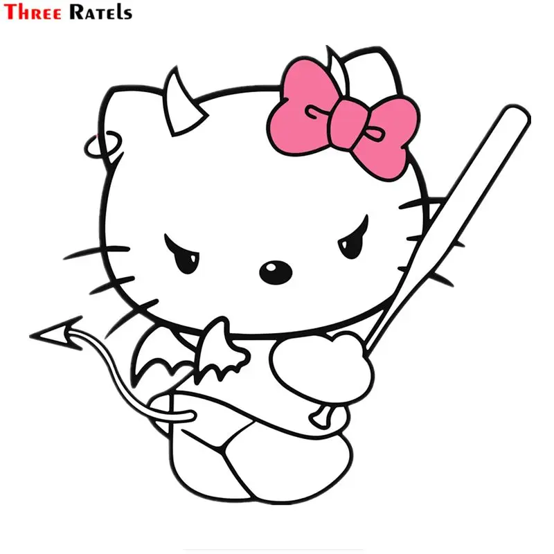 Three Ratels FC392 Cute Devil Kitty Cat Funny Anime Cartoon 3D Stickers For Car Windshield