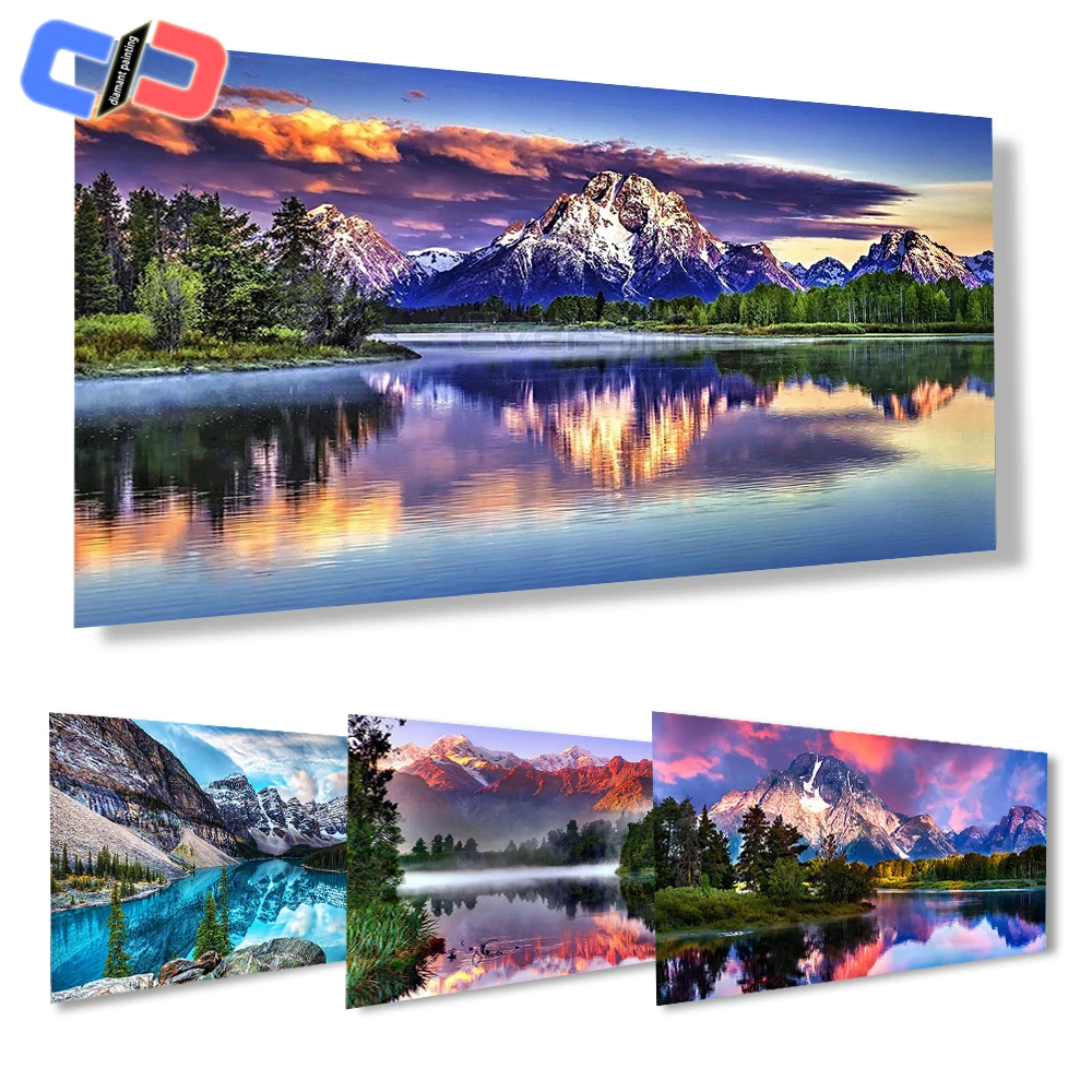 5D Full Diamond Embroidery Nature Scenery Large DIY Diamond Painting With Square Rhinestones Mountain Mosaic Diamonds Art Kits