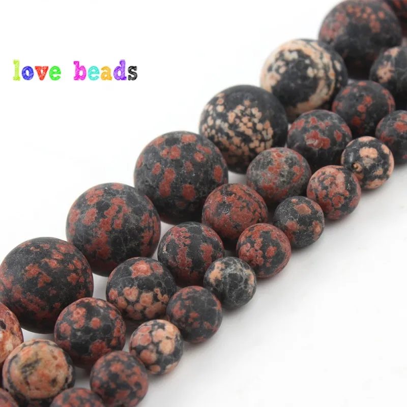 6/8/10/12mm Natural Matte Red Snowflake Obsidian Beads Loose Round Stone Beads for Jewelry Bracelet Making DIY Accessories 15\'\'