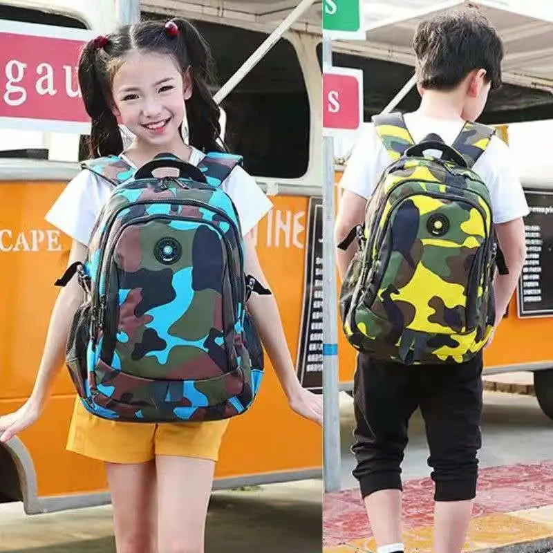 Borse da scuola in Nylon impermeabile mimetico di 3 dimensioni per ragazze ragazzi zaino per bambini ortopedico borsa per bambini grado 1 - 6 Mochila Escolar