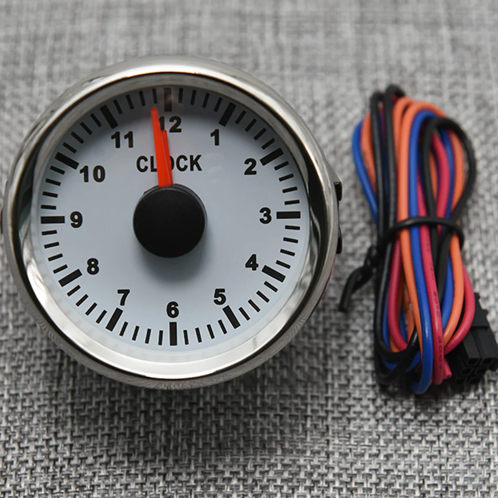 12 Hours Red Pointer Type Clock Gauge 52MM Hourmeter with Red Backlight for Marine Boat ECP 52MM Gauge Hour Meter Clocks