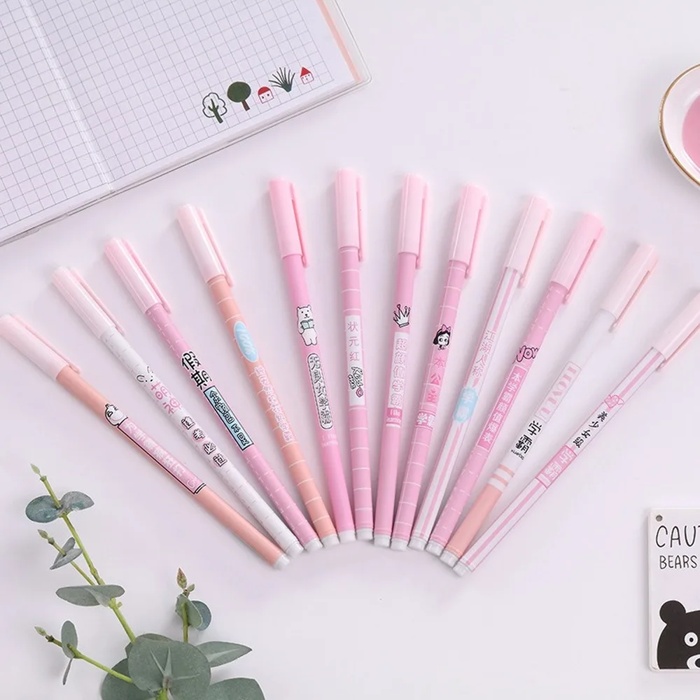 

20pcs Creative Pink Gel Pen Carbon Pen Quan Zhen Guan Black 0.5 Wholesale Stationery Examination Wholesale