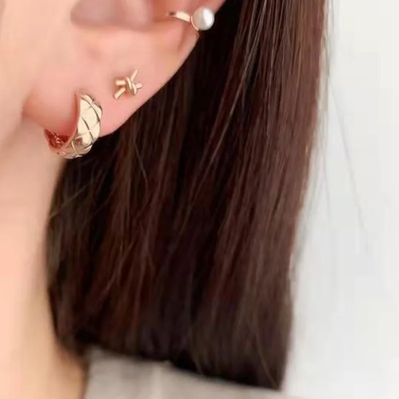 KITEAL 2024 new hit PVD plated Lady earrings earring female 2024 Grid pattern women earring christmas gift