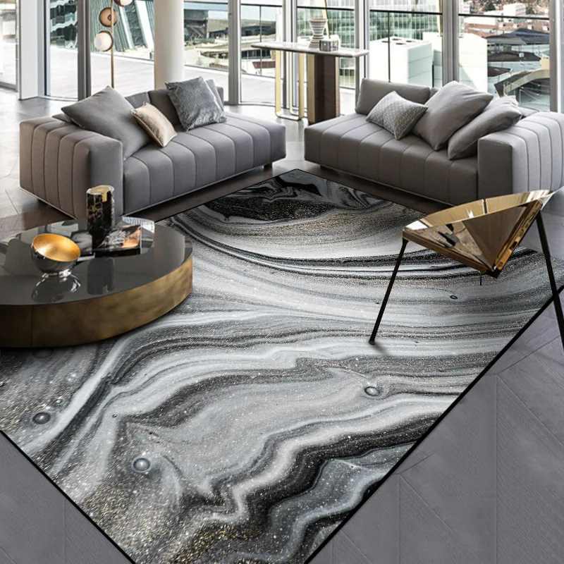 Modern Nordic Rug Fashion abstract black gray rock pattern seawater gilt Carpet for living room bedroom carpet kitchen floor mat