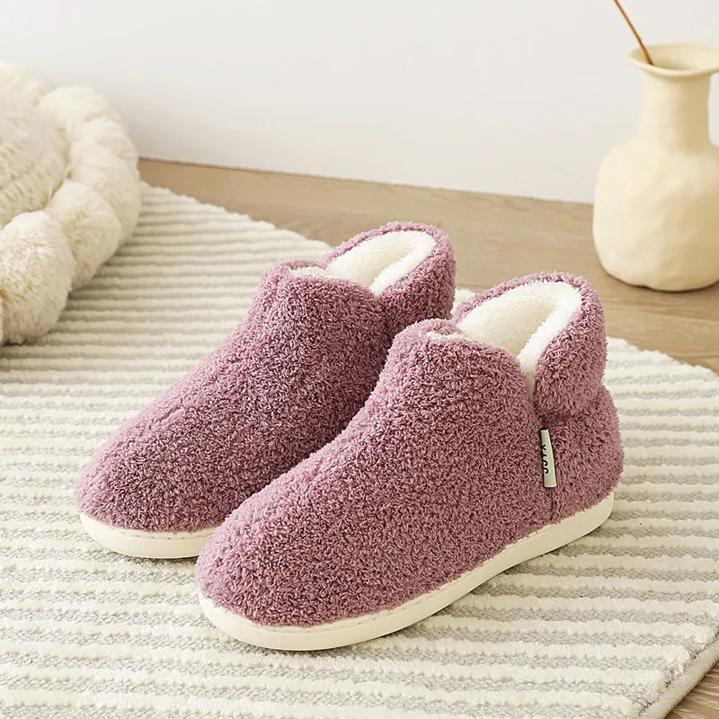 Men 2022 Spring Winter Warm Ankle Boots Indoor Plush Slipper Boots Cozy Home Furry Loafers Unisex Women Shoes