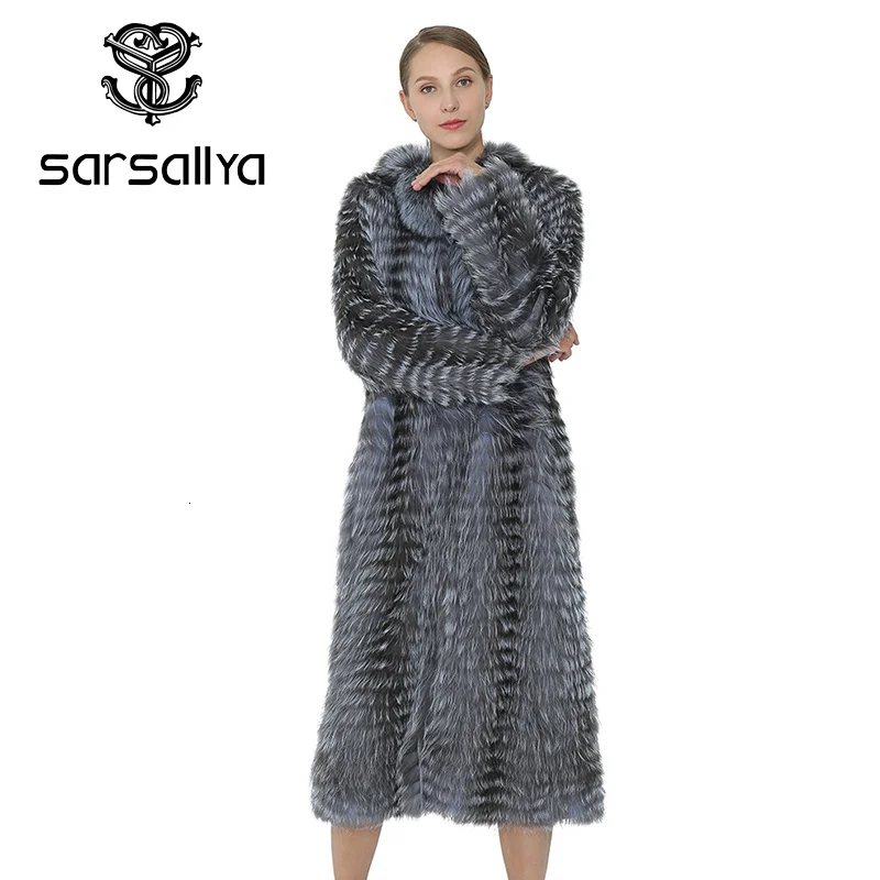 SARSALLYA Long Genuine Fox Fur Coat Winter Coat Real Silver Fox Vest Women Clothing Mink Coat Natural Fox Fur Vests Of Women