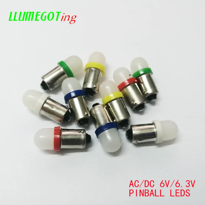 50pcs BA9S T4W #44 #47 Milk White Dome 2x 5630SMD Various Color Non Polarity AC DC 6V 6.3V Bally Pinball Game Machine Led Bulbs