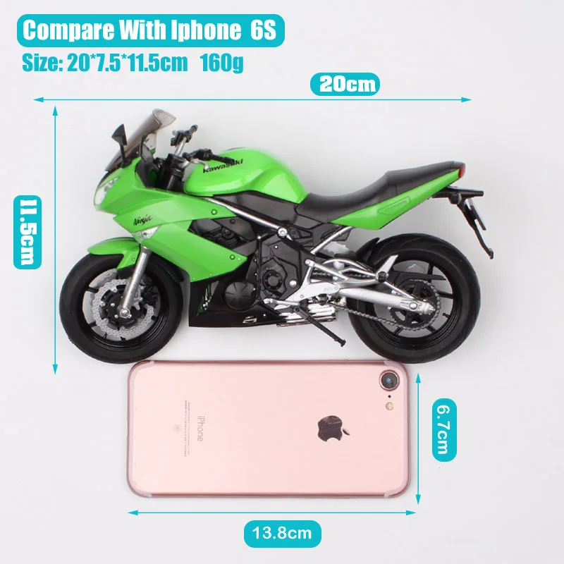 Модель мотоцикла 1/10 Welly Kawasaki Ninja 650R ER-6f EХ-6, литые автомобили, спортивные туристические гоночные велосипеды, игрушки, маленькие