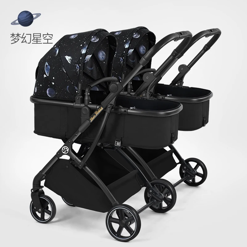 Multi-functional twin stroller lightweight high view can sit lying split folding double children's trolley