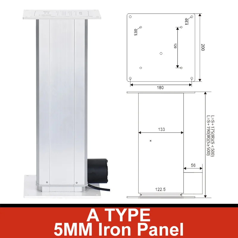 Imagem -02 - tipo Painel de Ferro 200 mm Curso Coluna de Elevação Elétrica 800kg Mesa de Elevador de Carga dc Motor Atuador Linear Dhlc7180 um