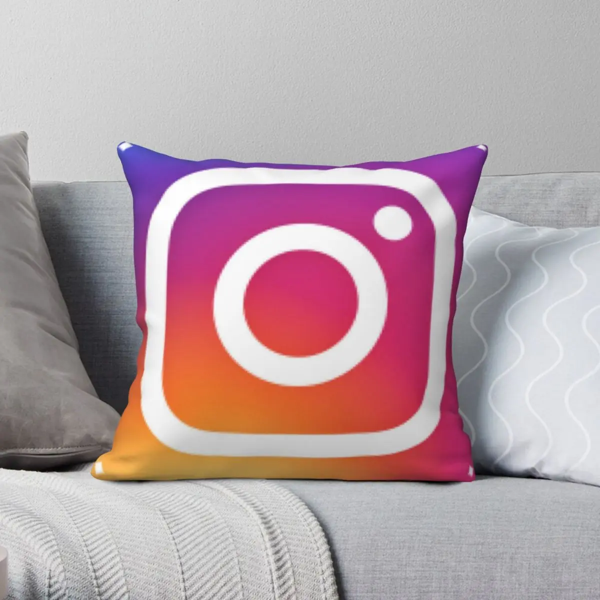 

Instagram Logo Square Pillowcase Polyester Linen Velvet Pattern Zip Decorative Room Cushion Cover 45x45