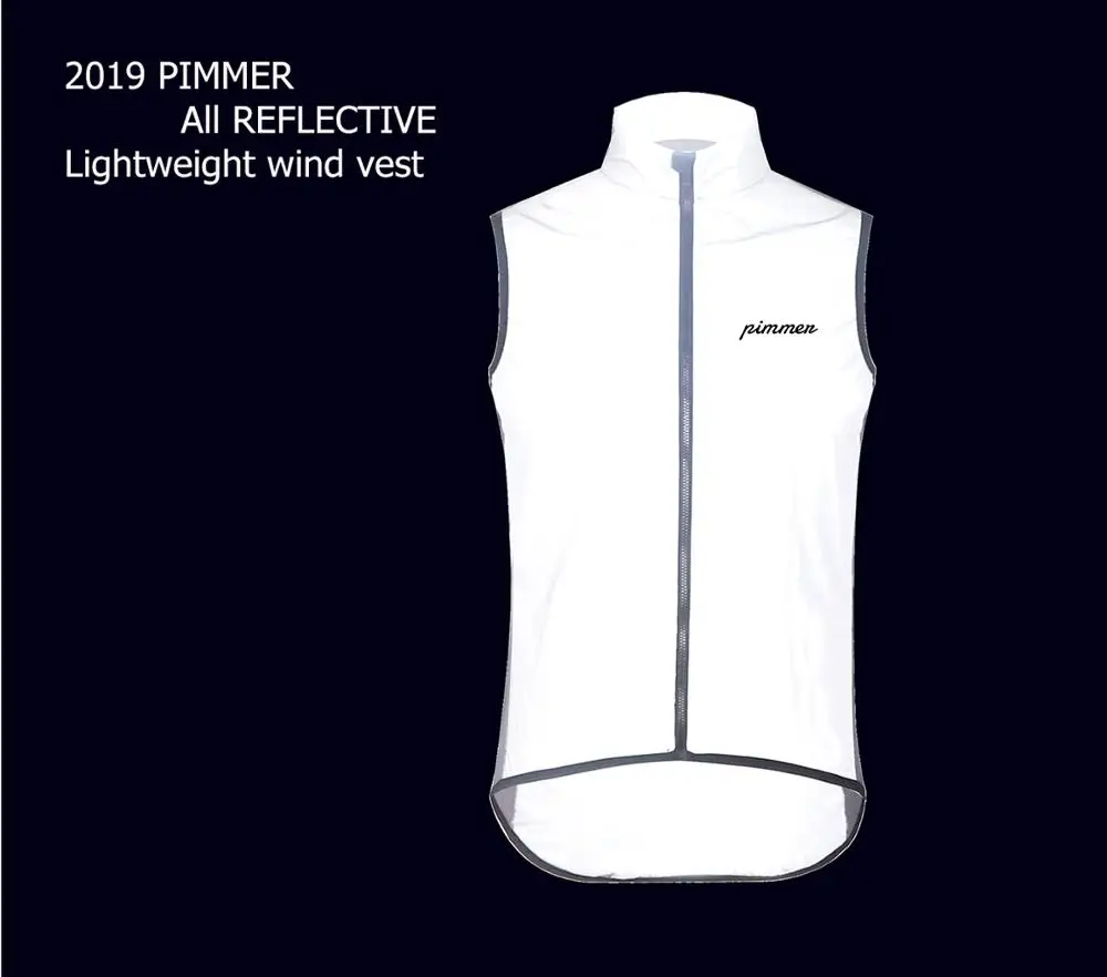 Pimmer 2019 New Lightweight windproof gilet all Reflective cycling wind vest out wear for low light ride waterproof