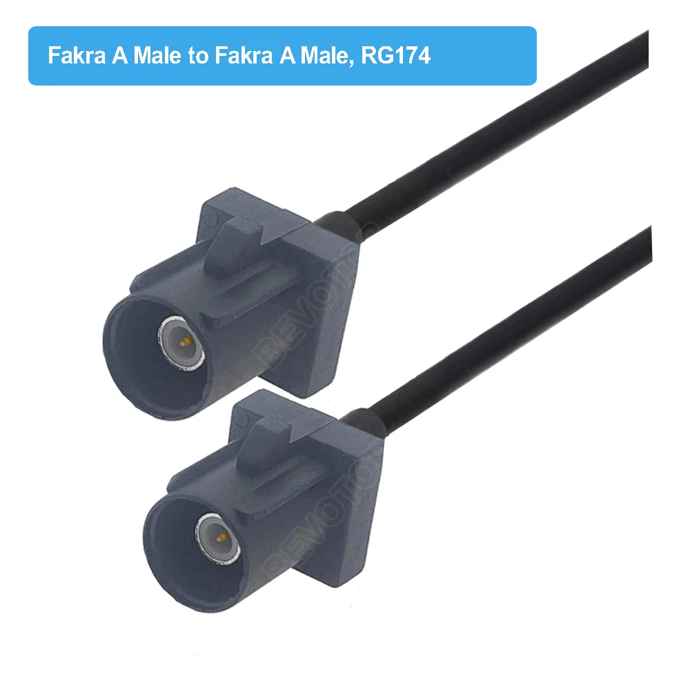 Black Fakra A to Fakra A Cable RAL 9005 Male / Female RG174 Pigtail Adapter RF Coaxial Extension Cord for Analog Radio 15cm-7m