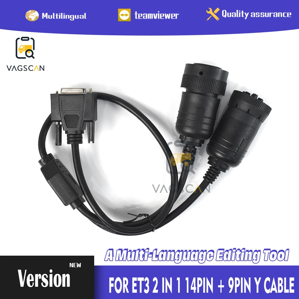 

For ET3 diagnostic tool 14Pin+9pin Cable 14pin 9PIN Y Cable for ET3 317-7485 (457-6114)