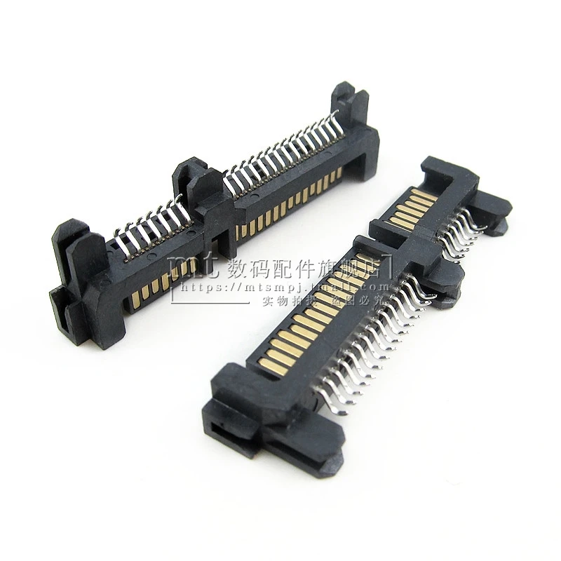 5Pcs Per Lot 7+15 Pin Right Angle SMT Male Reverse Sata Connector For 2.5" Hard Drive