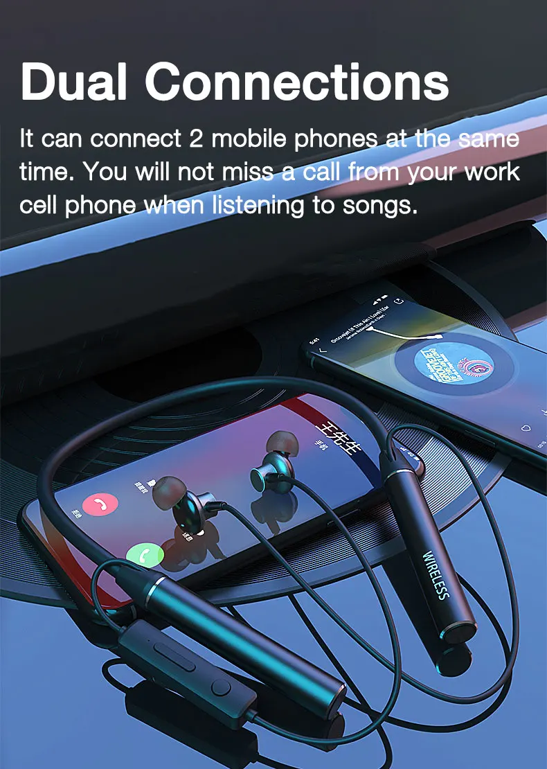 EARDECO 180-Stunden-Ausdauer Bluetooth-Kopfhörer Bass Drahtlose Kopfhörer mit Mikrofon Stereo-Kopfhörer mit Nackenbügel Sport-Headset TF-Karte – Detail 12