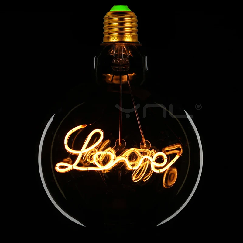 Retro edison bulb led filament Lamp LOVE G125 decoracion vintage glass light bulb industrial edison lava lamp bulb decor