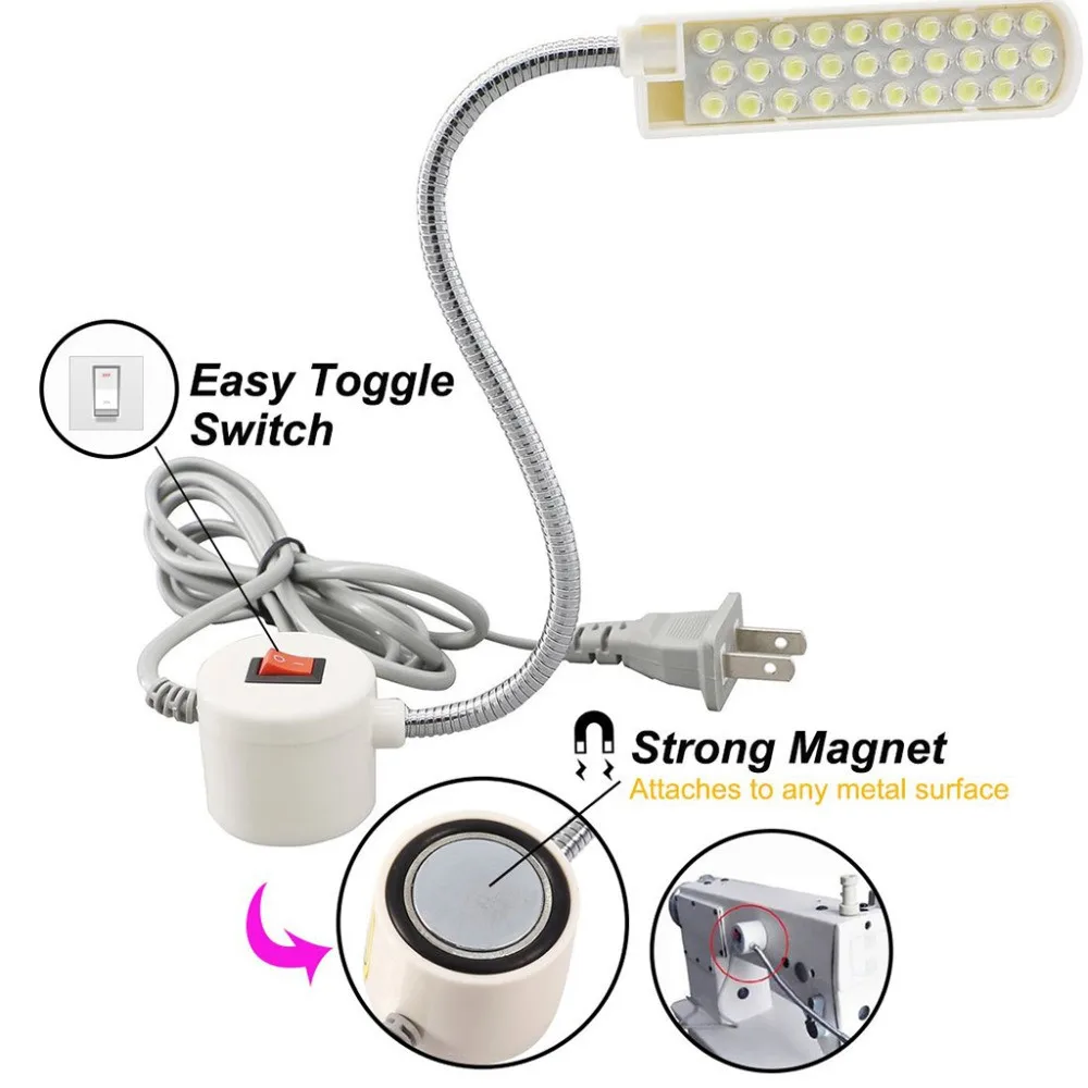 Lampu mesin jahit LED Super terang, lampu 10/20/30 LED lampu kerja rumah dengan dudukan magnetik untuk mesin bor