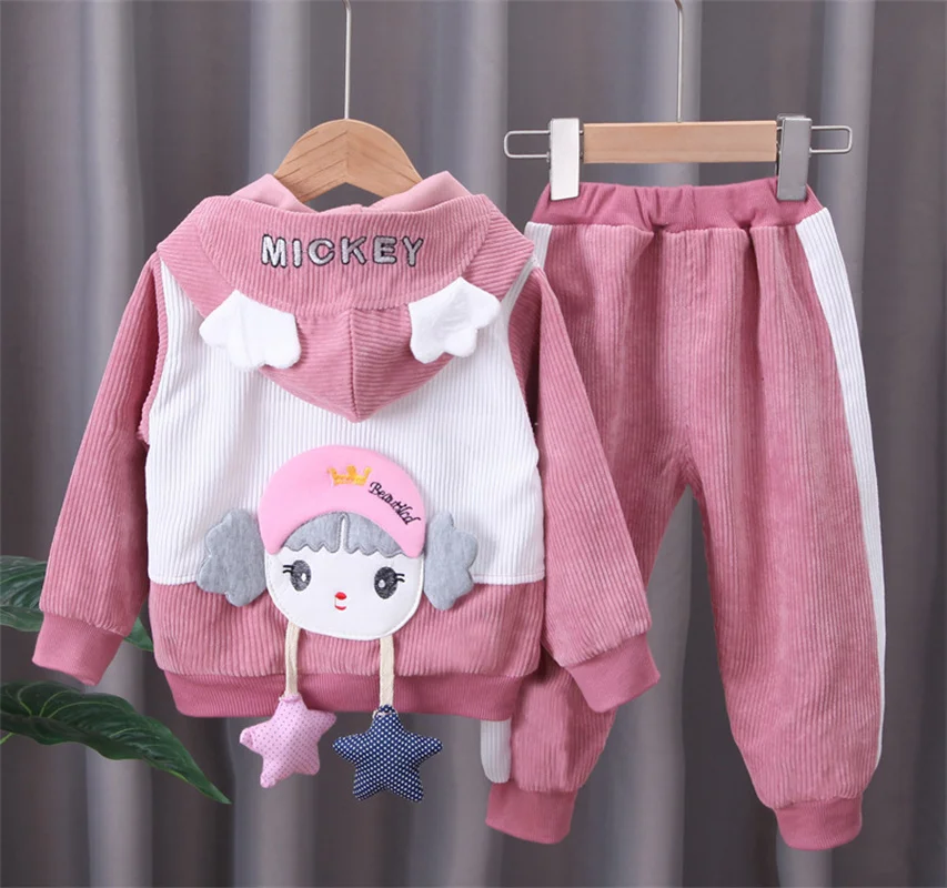 Baby Girls Set Kids Clothing Spring Autumn 2024 New Fashion High-quality Corduroy Coats+Pant Suits for Children Tracksuit Sets