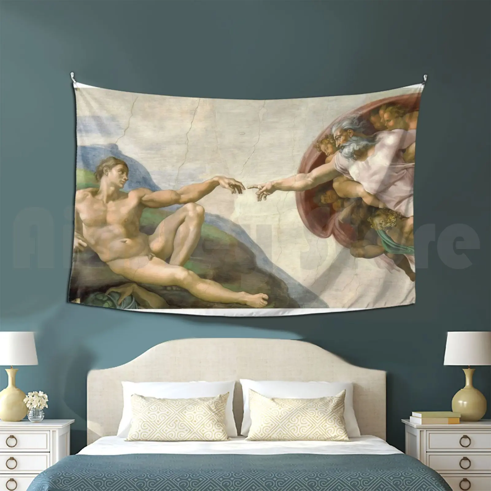 Tapestry The Creation Of Adam Gifts-Michelangelo Classical Masterpiece Painting Gift Ideas For Art Lovers Of Classic