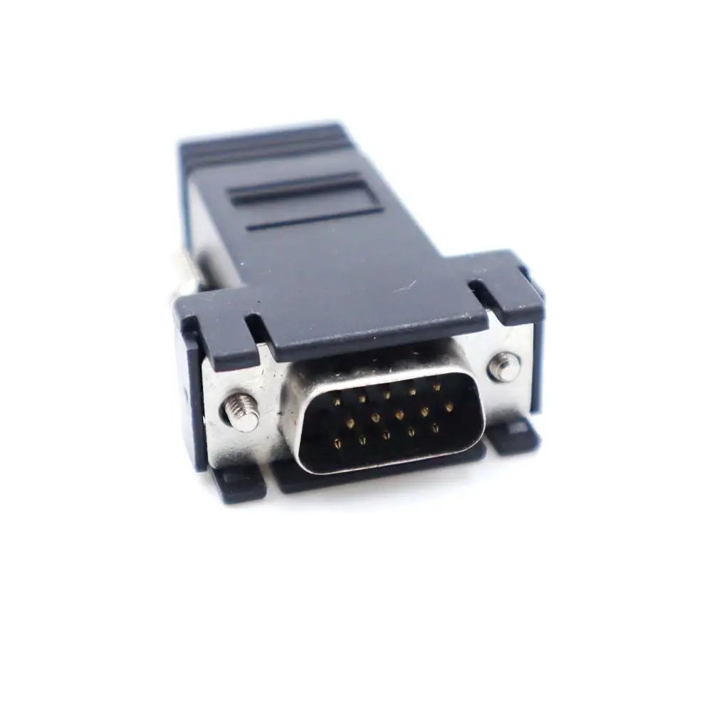 VGA Extender male to LAN Video CAT5 CAT6 RJ45 Network Cable Adapter New Ethernet to 9pin Connector