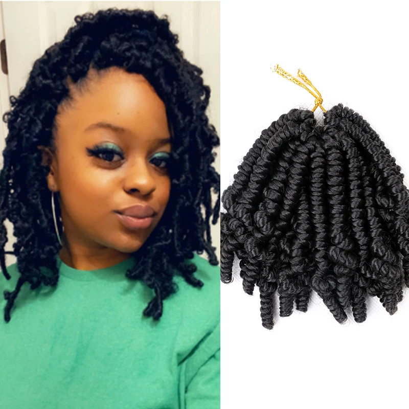 

Saisity 6Inch Bob Spring Twist Crochet Braids Bomb Passion Twists Synthetic Braiding Hair 20roots/pack For Women