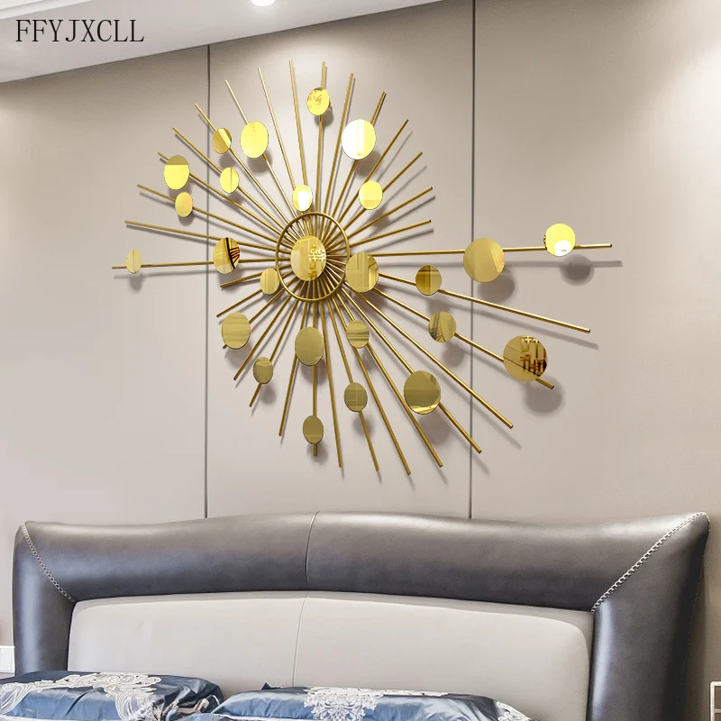 Modern minimalist living room light luxury metal background wall decoration creative pendant bedroom home decoration