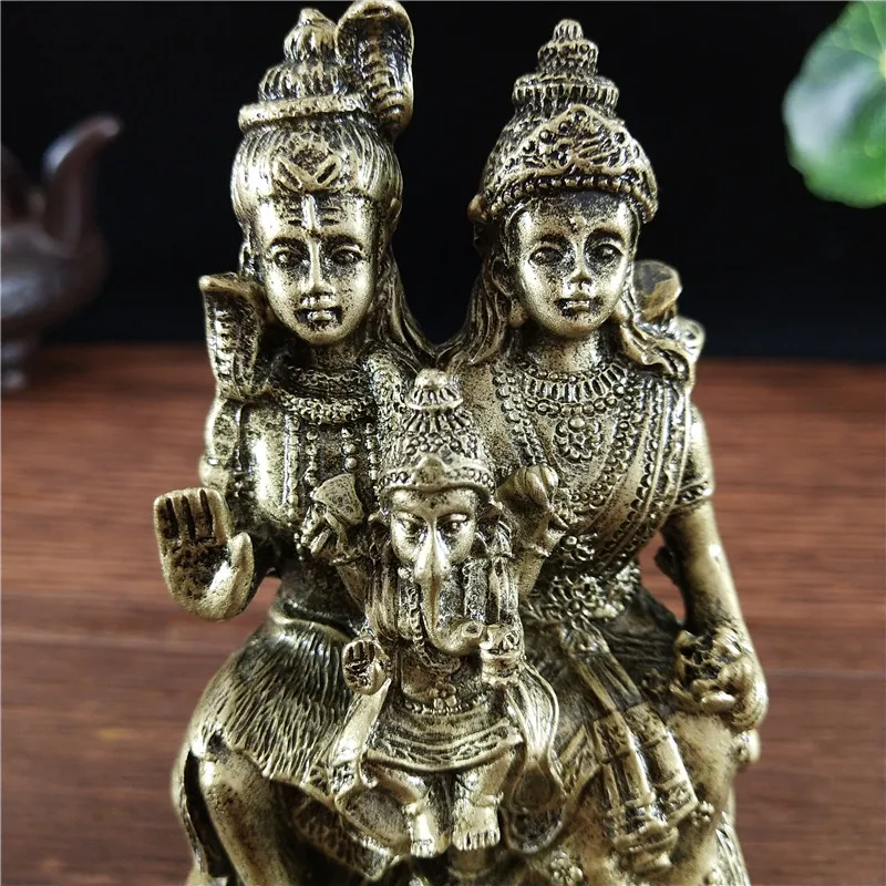 Bronze Color Shiva Statue Hindu Ganesha Vishnu Buddha Statue Figurine Home Office Decoration India Religion Feng Shui Crafts