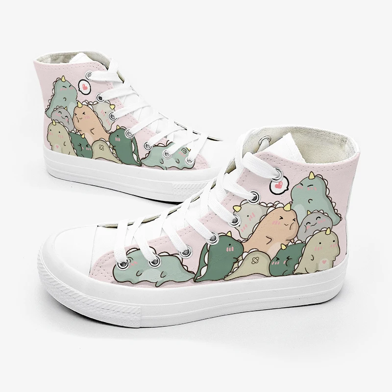 Amy and Michael Fashion Original Design Cartoon Anime Sneakers for Students Girls Hand Painted High Top Casual Canvas Shoes