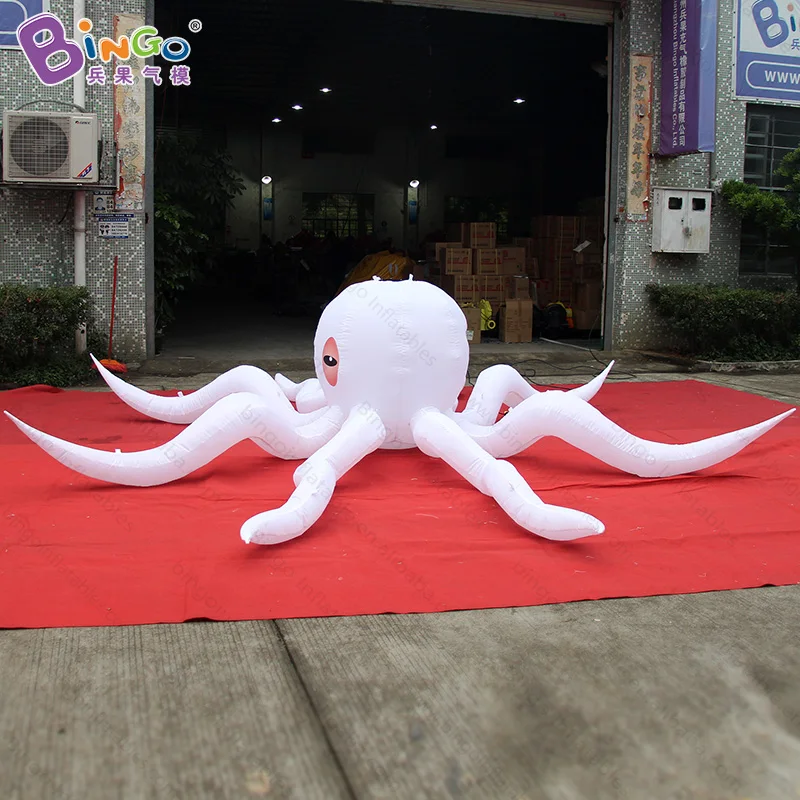 Goede opblaasbare 5x5x1.4 meter cartoon octopus opblaasbare octopus model ballon met LED verlichting voor evenement-speelgoed