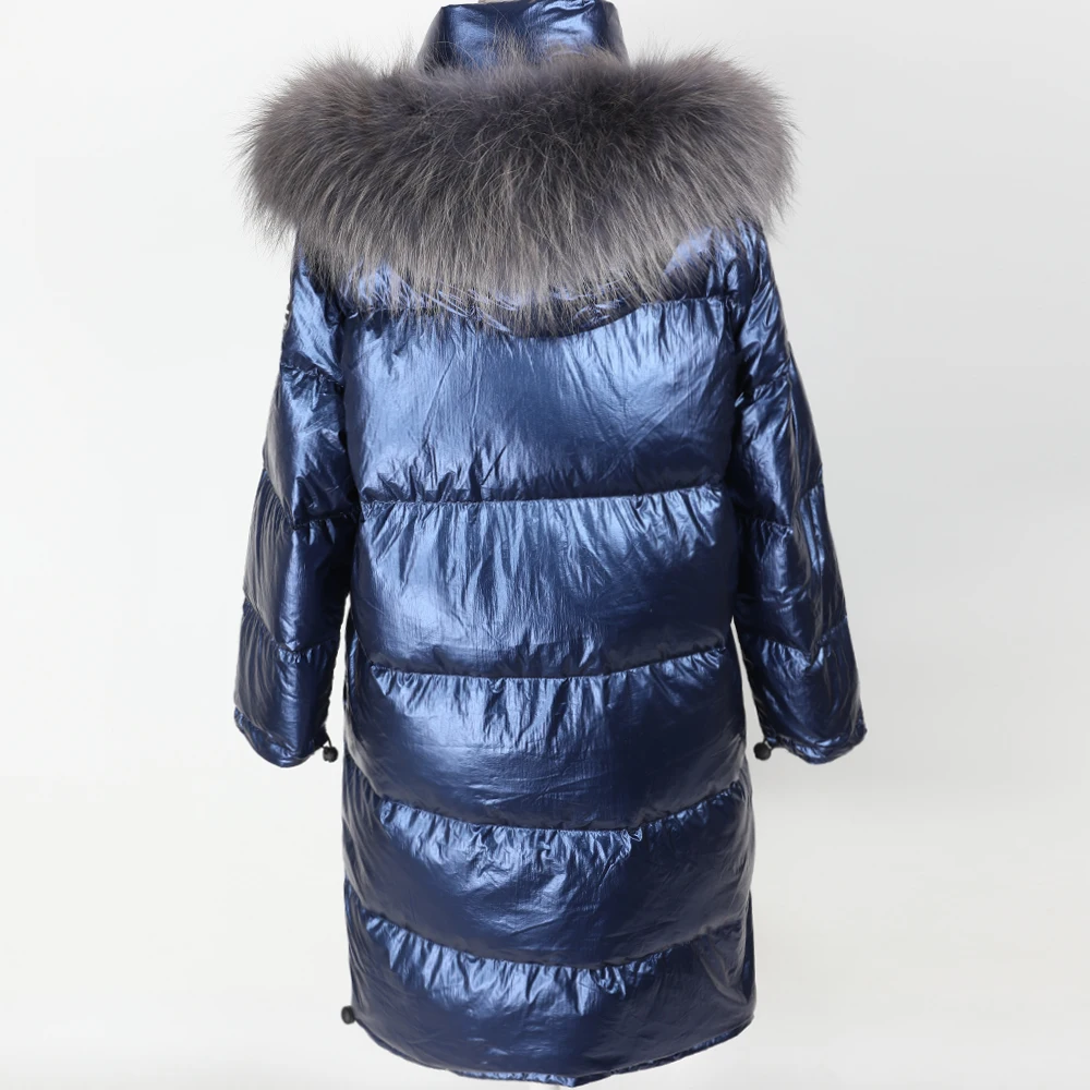 Maomoakong winter leder jacke Natürliche waschbär pelz großen kragen Weiße ente unten frauen unten jacke Jacke park jacke