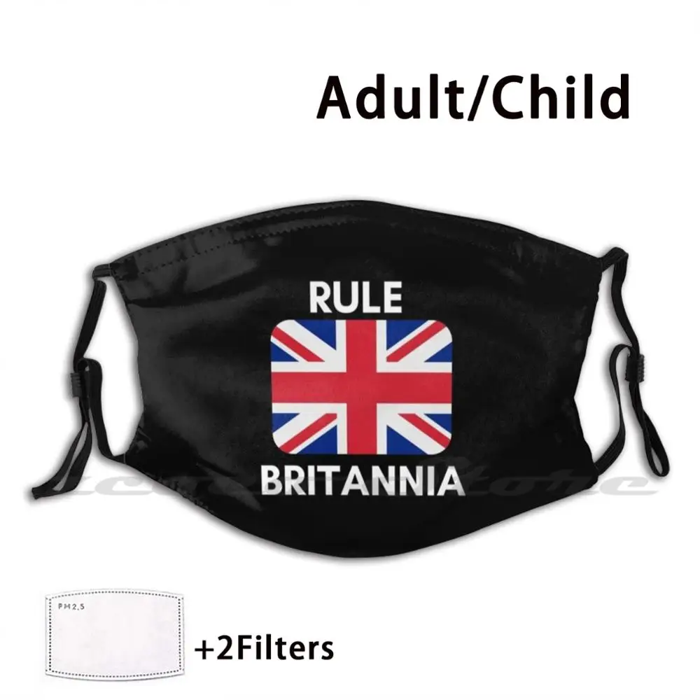 

Rule Britannia , Uk / British Flag Design Mask Cloth Reusable Print Filter Washable Rule Brittania Britian British Flag Uk