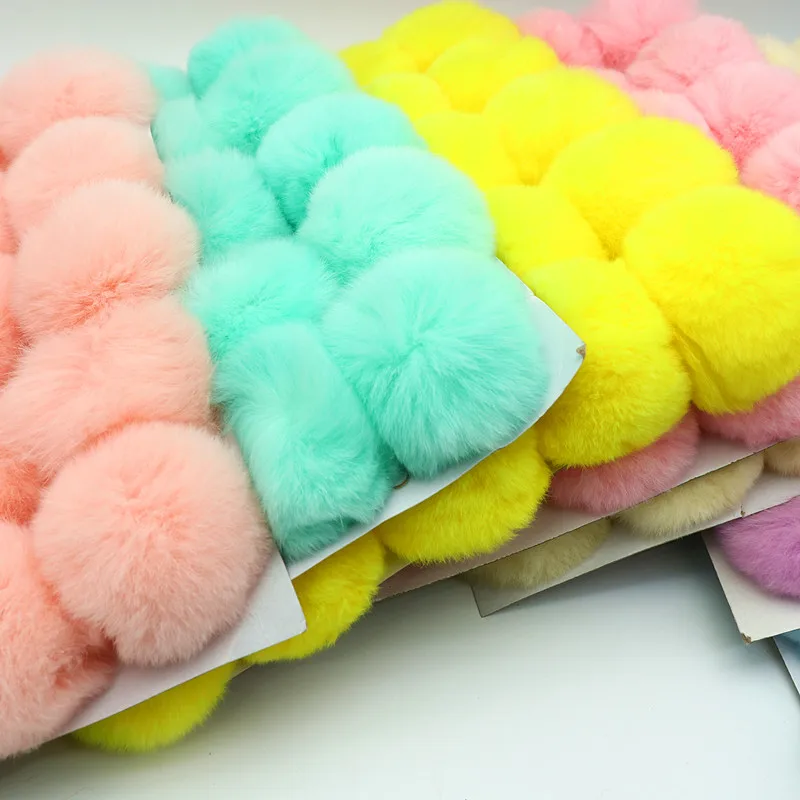 6-8cm Fluffy Soft Plush Ball Faux Fur Keychain Diy Children's Toy Wedding Decoration Pompom Sewing Craft Supplies Gift 5-10 Pcs