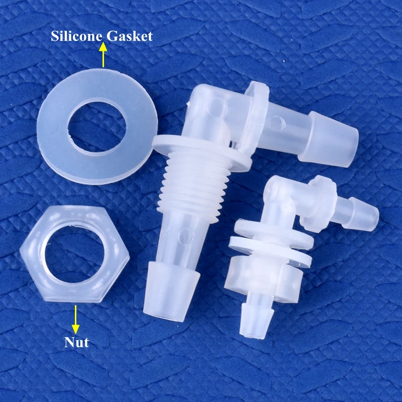 5 ~ 200 szt. Złącze kątowe perforowana Pagoda + silikonowa uszczelka Adapter zbiornik akwarium wąż ogrodowy przegubu M6 ~ G1/2 do 2.4-11.1mm