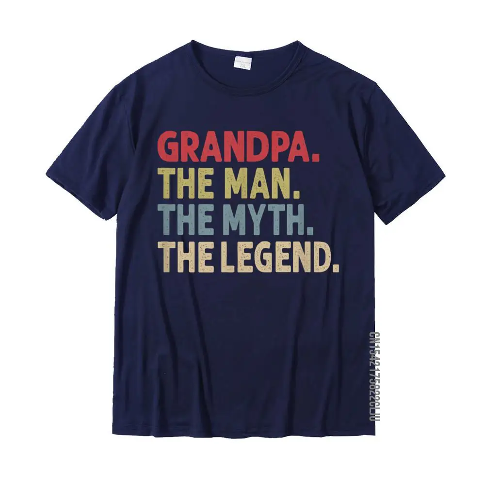 Grandpa The Man The Myth The Legend Gift For Grandfather T-Shirt Plain Male T Shirt Cotton Tees Design