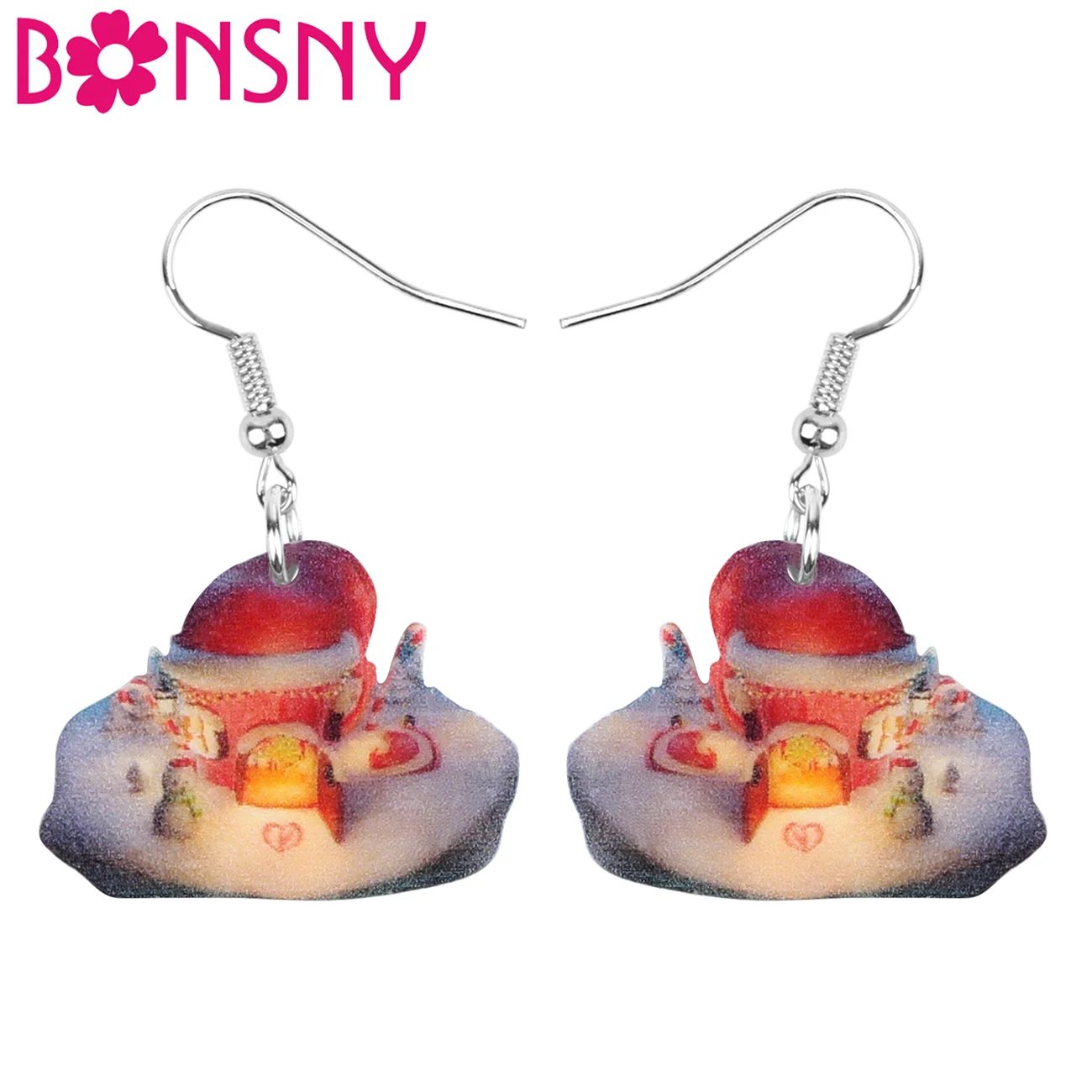 

Bonsny Acrylic Christmas Anime House Snowman Earrings Drop Dangle Decoration Jewelry For Women Girls Teens Charms Gift Accessory